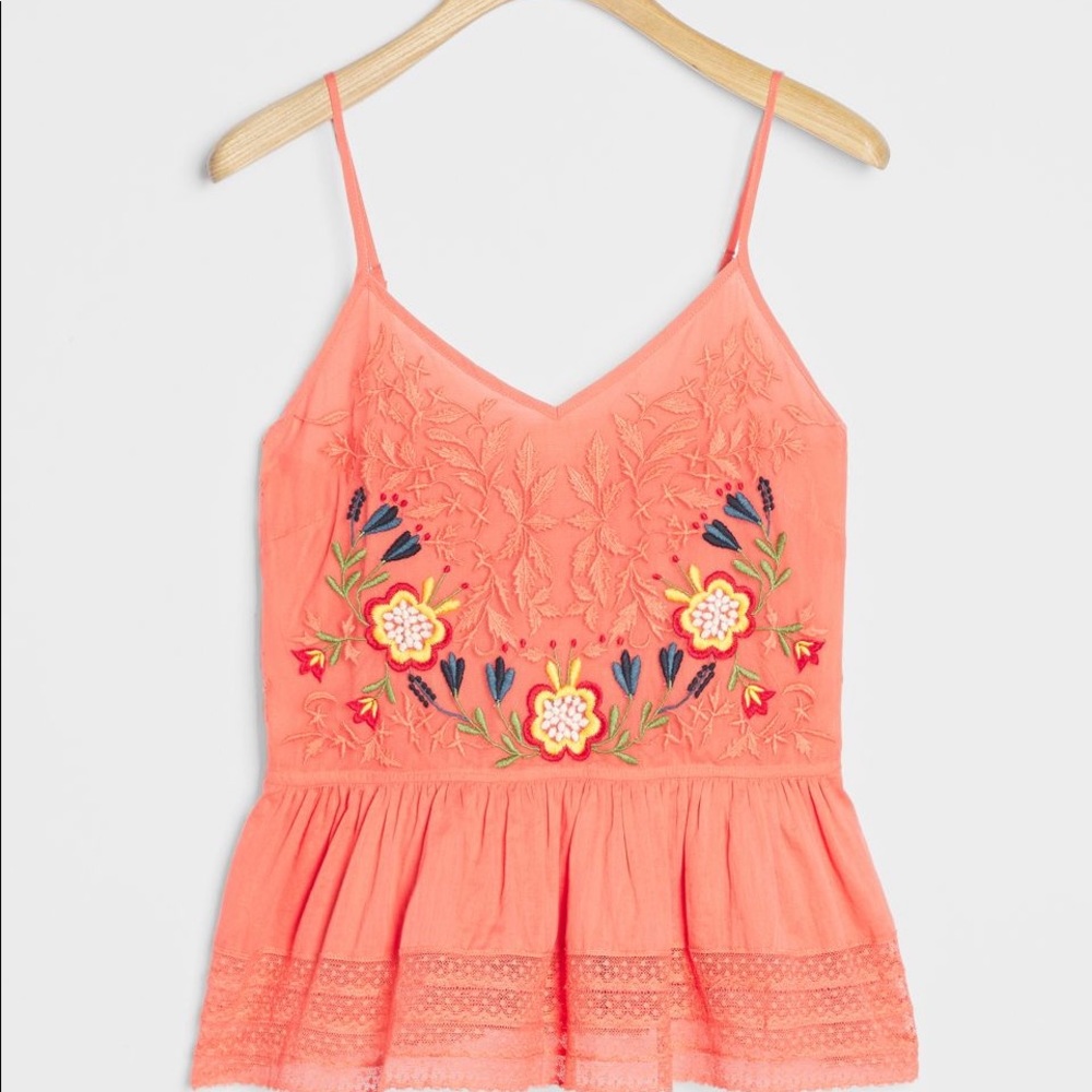 Anthropologie; Anthro Seen Worn Kept Gia Embroidered Tank Size 6